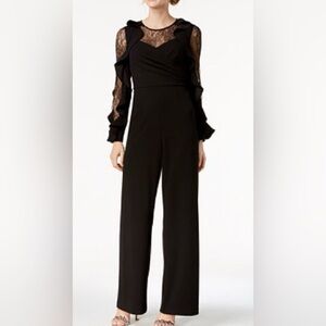 Adrianna Papell Black Ruffle-Sleeve Jumpsuit (XL) 16